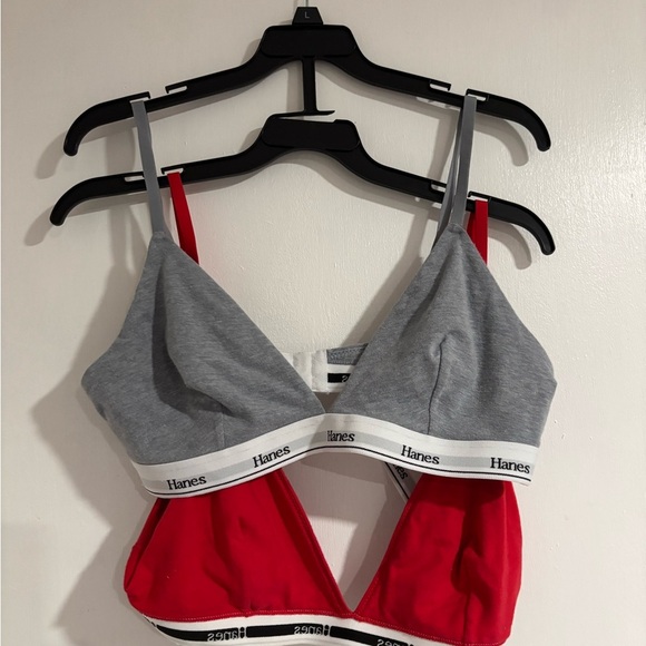 Hanes Other - Hanes Red and Gray Bralette Set
